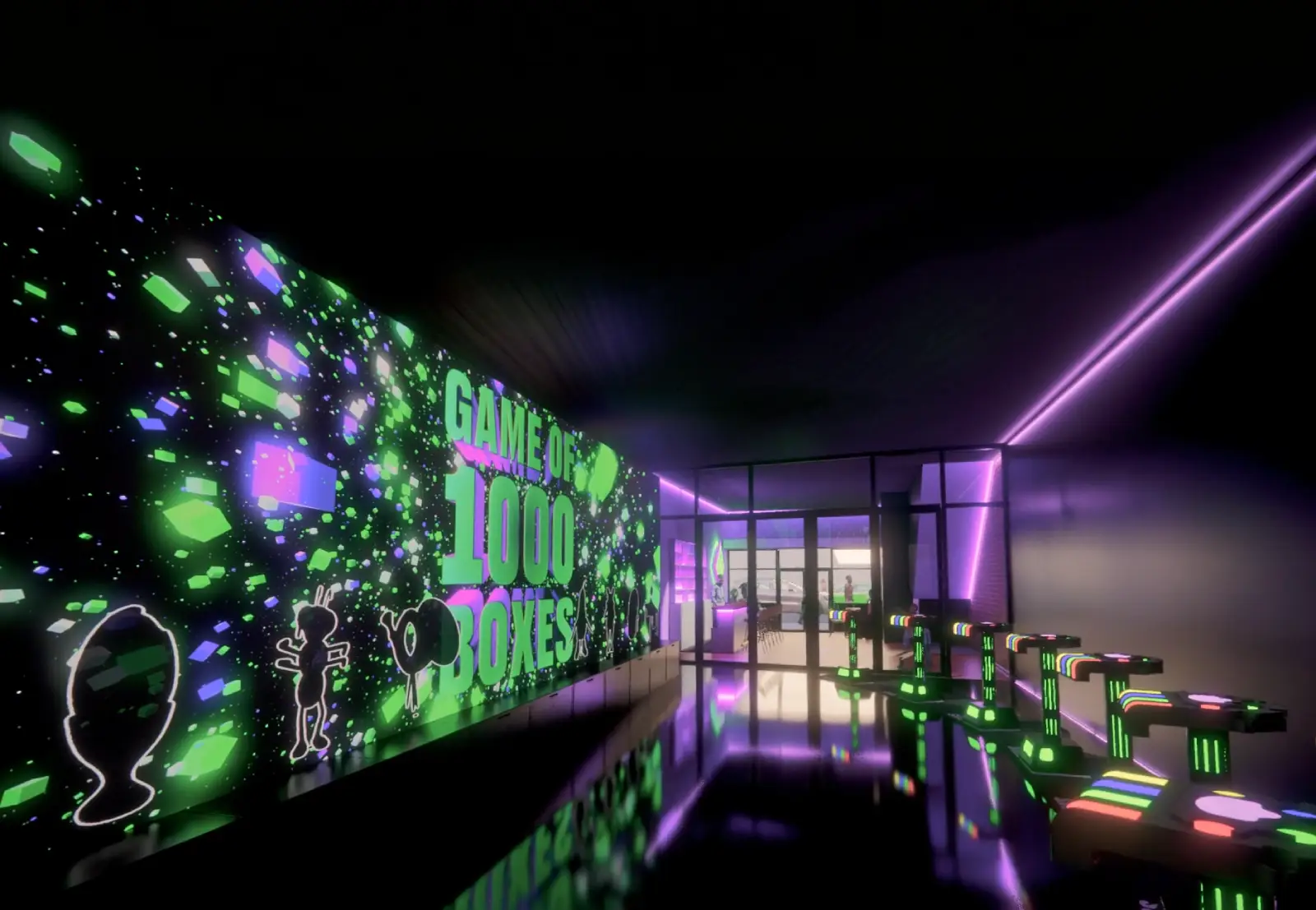 1000 Boxes at 302 Bowery — 40ft LED wall render